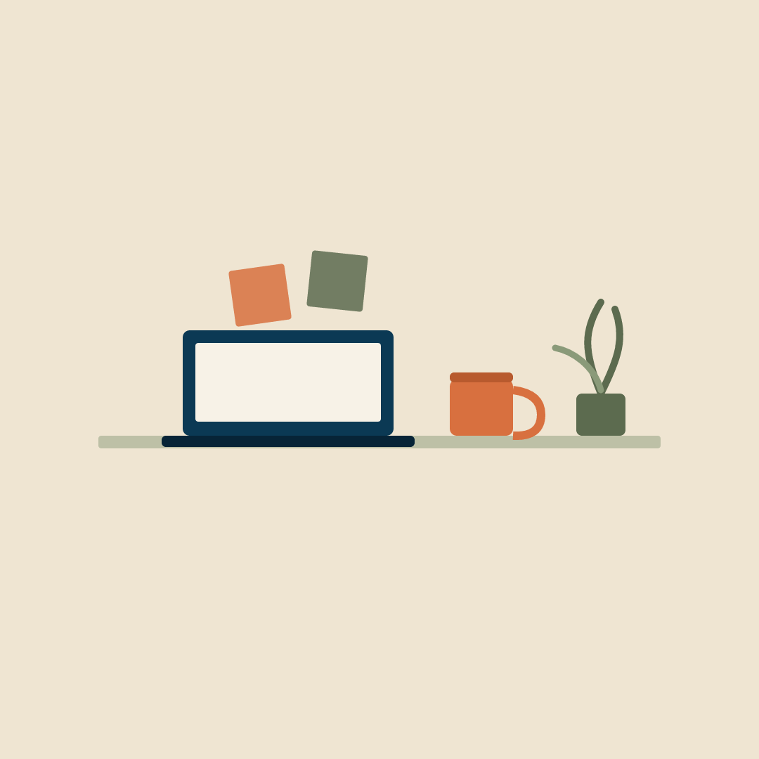 Illustration of a calm, uncluttered desk